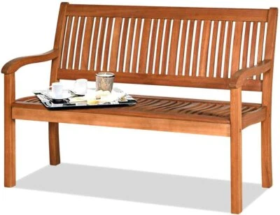 COSTWAY Gartenbank Sitzbank Holzbank Parkbank aus Eukalyptusholz max.320kg Belastbarkeit