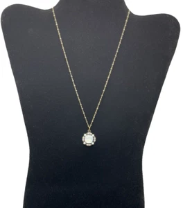 Anne Koplik Opal Crystal Pendant Necklace Antique Gold Tone Chain - Picture 1 of 11