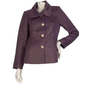 GEORGE SIMONTON Gr. M komplett gefütterte Jacquard Jacke Metallic Detail LILA GOLD - Bild 1 von 4