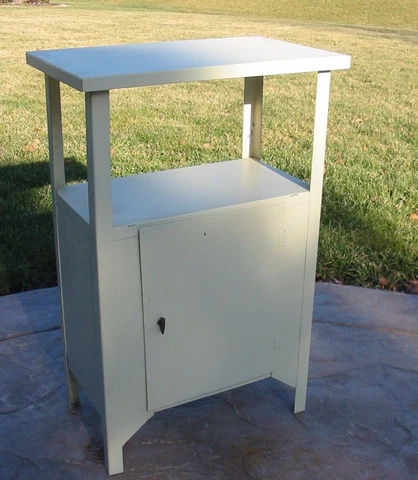 Vtg Metal Cabinet Side Table Storage Cupboard Display Plant Stand Retro Shelf Cover