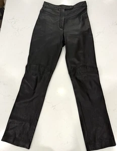 Maxima Wilson Womens Size 2 Black Leather Pants Zippered Pocket Button/Snap EUC - Picture 1 of 10