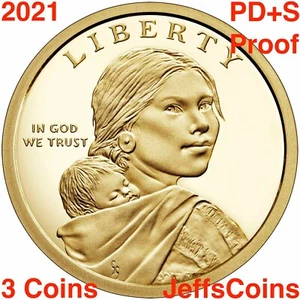 2021 PDS SACAGAWEA NATIVO AMERICANO ROLLO DE SERVICIO MILITAR DE EE. UU. prueba P-S 3 dólares - Imagen 1 de 13