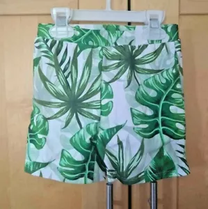 Toddler Boy's Green & White Tropical Plant Leaf Hawaiian Swim Trunks NWT 4/5 - Picture 1 of 2