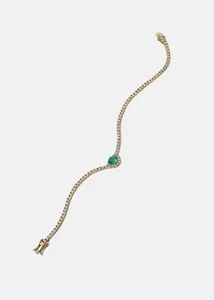 1.25ct VS1 round Lab Grown diamond 0.56ct Columbian emerald Eternity Bracelet - Picture 1 of 10