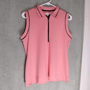 Sport Haley Activewear Womens Tank Top size M Pink Brown Sleeveless Zip pullover - Picture 1 of 12