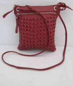 Manzoni Ladies BAG Genuine Red LEATHER Across Body/ Shoulder - Picture 1 of 11