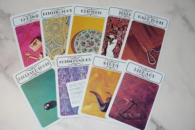 1979 CLUE ~ 房间卡 ~ 所有 9 ~ 游戏替换零件 — 第 1/4 张图片