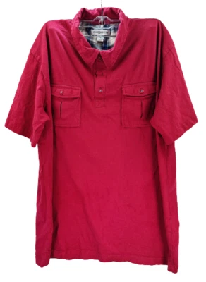 Chereskin 男式纽扣短袖 Polo 衫-信号红色,大号 — 第 1/4 张图片