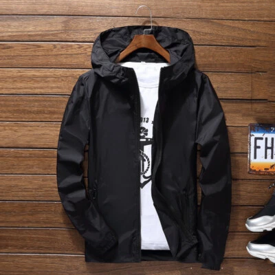 Mens Outwear Lightweight Windbreaker Waterproof Rain Jacket Hooded Breathable ' - Image 1 of 4