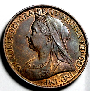 Great Britain 1900 One Penny Uncirculated Partial luster 2310-170 - Picture 1 of 4