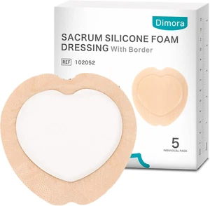 Wound Dressing Sacrum Foam Bandages Silicone Adhesive Border 7"X7" Waterproof Sa - Picture 1 of 12