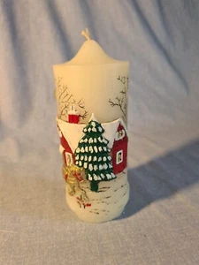 Vintage The Christmas Store Christmas Holiday Pillar Wax Candles 'Santa's Sleigh - Picture 1 of 8
