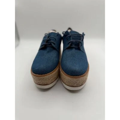 Zapatos Oxford Plataforma Azul Marino Lona Alpargata Cuña Informal Comodidad Talla 9 Foto 1 de 4