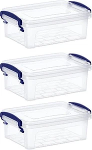Superio Clear Plastic Stackable Storage Bins with Lids, 1.25 Quart (3 Pack) - Picture 1 of 8