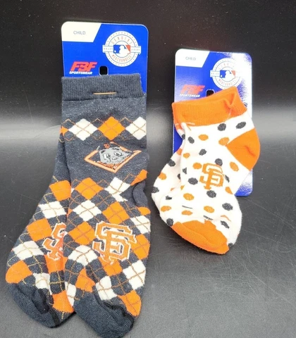 2 Pair San Francisco Giants MLB Socks Size Child 8-13 New Cover
