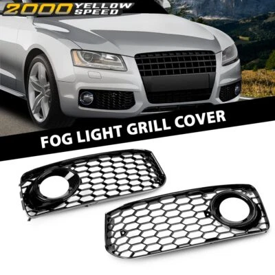 Fit For 08-12 Audi A5 S-line S5 New Honeycomb Bumper Fog Light Lamp Grill Cover Foto 1 de 4