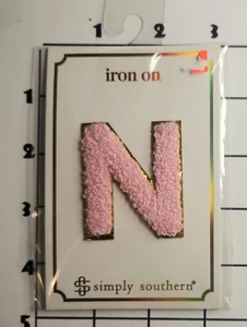 Letter "N" Patch Pink Glitter Edge Embroidered Chenille Iron on Alphabet - Picture 1 of 1