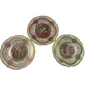 3 Victorian Imperial Crown China Austria Antique Porcelain Plates - Picture 1 of 9
