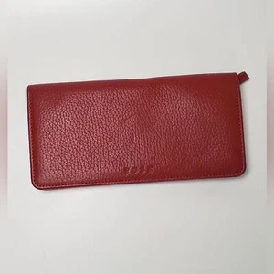Tusk Red Leather Women's Wallet Brown Leather Interior Purple Pockets - Picture 1 of 15