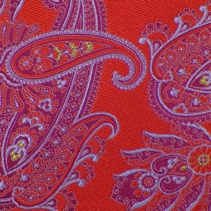 IKE BEHAR Mens Orange Purple PAISLEY Handmade Self-tipped Woven Silk Tie NWOT - Picture 1 of 3