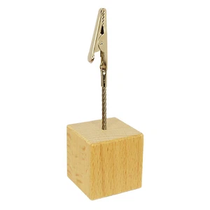 Memo Clip STANDARD low - Notiz Zettel Halter Holz Würfel Buche 40 mm Edelstahl - Bild 1 von 4