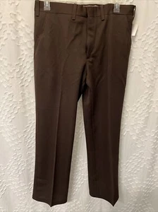 VTG Authentic Knit 100% Polyester Brown Dress Pants Mens 36 USA Made Ban-Rol - Picture 1 of 17
