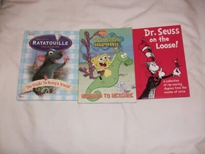 3 Books Dr Seuss On The Loose,Spongebob Squarepants,Ratatouille - Foto 1 di 4