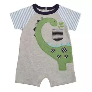 Mud Pie Dinosaur Raglan One-Piece Shortall Romper 0-3 Months - Picture 1 of 3