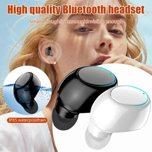 Wireless BT Earphones Stereo In-Ear Mini Sports Workout Earbuds With Microphone - Picture 1 of 30