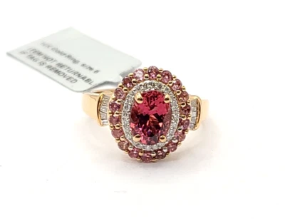 Luxoro 14K розовое золото AAA Morro Redondo розовый турмалин и I2 бриллиант двойной Halo - Изображение 1 из 4