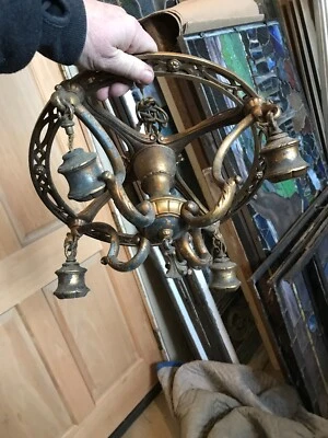 Lámpara de araña antigua LLt de 4 brazos de metal blanco 16 X 24hi Foto 1 de 4