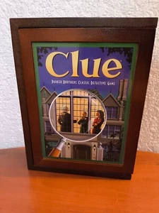 Vintage CLUE Board Game Collection Wooden Bookshelf Parker Brothers New/Open Box - Picture 1 of 11