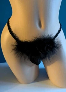 Vintage Lover's Lane Sz Queen Fur Thong Panties NWOT 1990s RARE DISCO L/XL - Picture 1 of 10