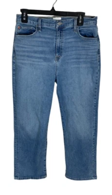 Pantalones de mezclilla para mujer Hudson Noa lavado ligero tiro alto pierna recta recortados azules talla 29 Foto 1 de 4