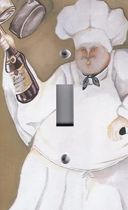 Lichtschalterplatte Steckdosenabdeckungen ~ KÜCHENDEKOR ~ FAT CHEF MIT HELLBRAUNEM HINTERGRUND - Bild 1 von 26