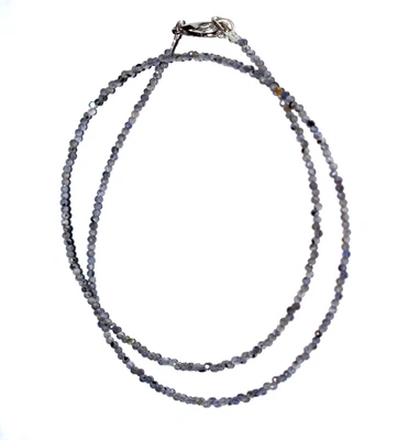 925 Sterling Silver Natural Iolite Gemstone 12/40" String Necklaces 2 mm Beads - Image 1 of 4