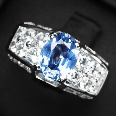 Preziosi anelli in argento sterling 925 con zaffiro blu fiordaliso 2,05... - Immagine 1 di 4