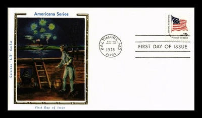 DR JIM STAMPS US COVER FORT MCHENRY FLAG 15C AMERICANA FDC COLORANO SILK CACHET - Image 1 of 2