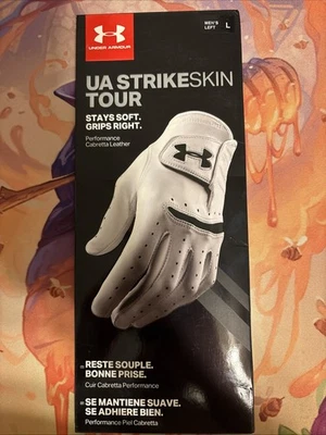 Men's Under Armour Strike Skin Tour White Golf Glove Goes on LH for RH golfers - Image 1 of 2