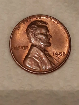 1958-D Lincoln Wheat Penny Red Brown *UNC*Double Die Obverse 1958-D And LETTERS. - Image 1 of 4