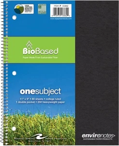 ROARING SPRING Environotes Recycled Spiral Notebook, 1 Subject, 11" x 9", 80 Per - Picture 1 of 10