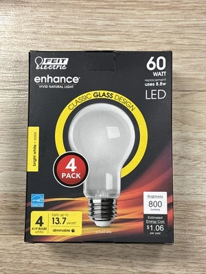 (4-Pk) Feit Electric A1960/930CA/FIL/4 A19 A Line Pear LED Light Bulb 15839 Read - Image 1 of 3