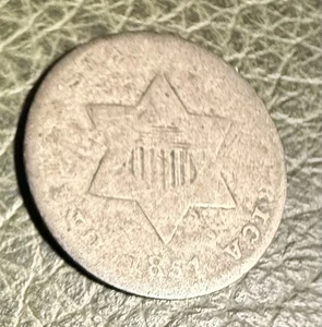 1851 Three Cent Silver Trime - Picture 1 of 2