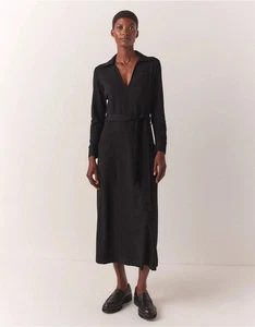 THE WHITE COMPANY Jersey Utility Belt Midi Dress Black UK 14 RRP £129 - Picture 1 of 5