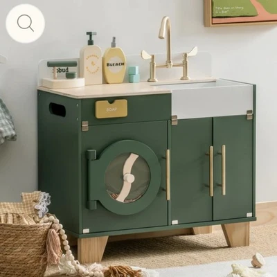 ROBUD Wooden Toy Washing Machine Kitchen Set Vintage Green Washer and Dryer - Image 1 of 3