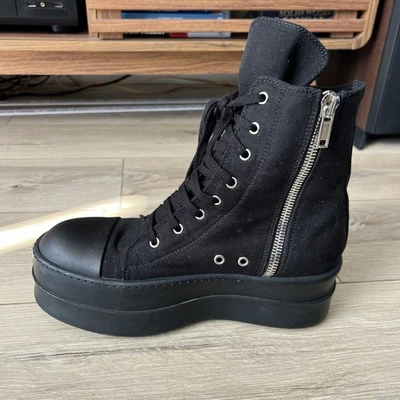 Rick Owens Women Men Drkshdw Ramones Hi Top Zipper Black shoes Size 42 - Image 1 of 4
