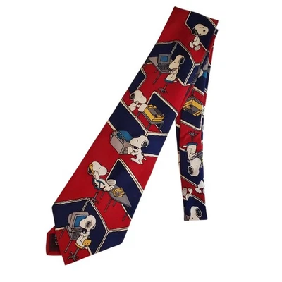 Peanuts Snoopy "Is it Friday Yet?" gravata de seda para trabalho de mesa de escritório - Imagem 1 de 4