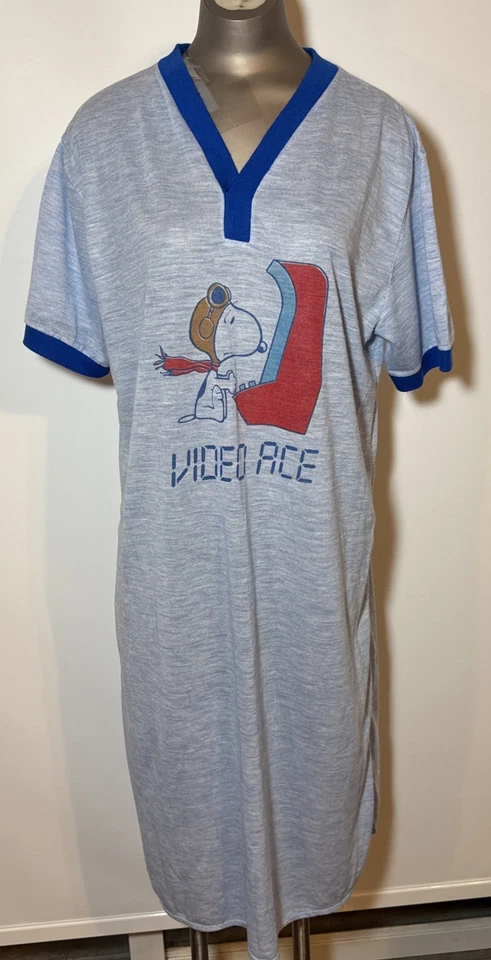 Camisón arcade vintage Sears Snoopy Red Baron videojuego adulto XL 70’s 80’s Foto 1 de 4