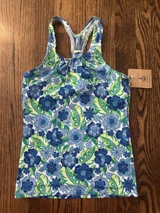 NWT Lands End Kids Girls Size 8 Blue Floral Classic Tankini Swim Top - Picture 1 of 3
