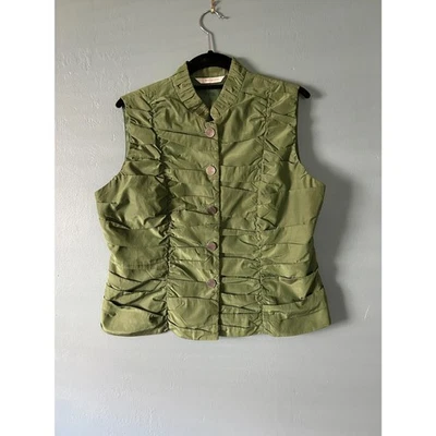 Chaleco Erin London Plisado Verde Botón Forrado Talla Mediana Foto 1 de 3